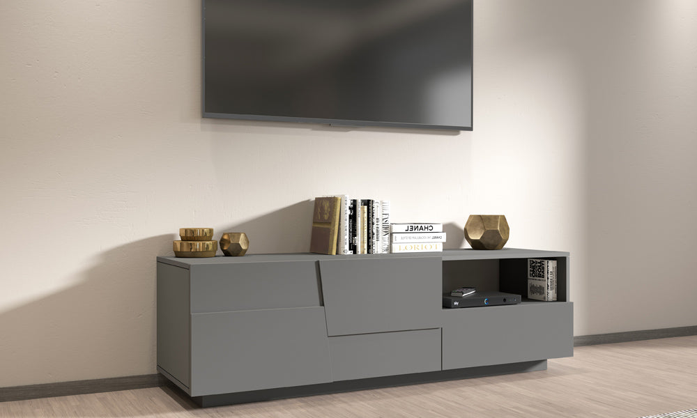 Porta TV PONGO 150 cm - Antracite Opaco, Design Moderno Made in Italy