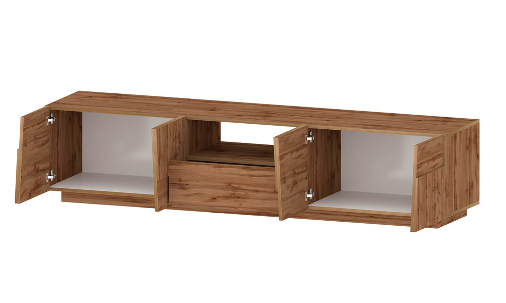 Porta TV PONGO 220 cm - Mobile Moderno con 4 Ante, Cassetto e Vano a Giorno