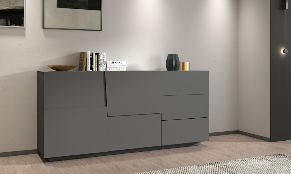 Credenza PONGO 180 cm - Mobile con 2 Ante, 3 Cassetti e Ripiani Interni Spaziosi