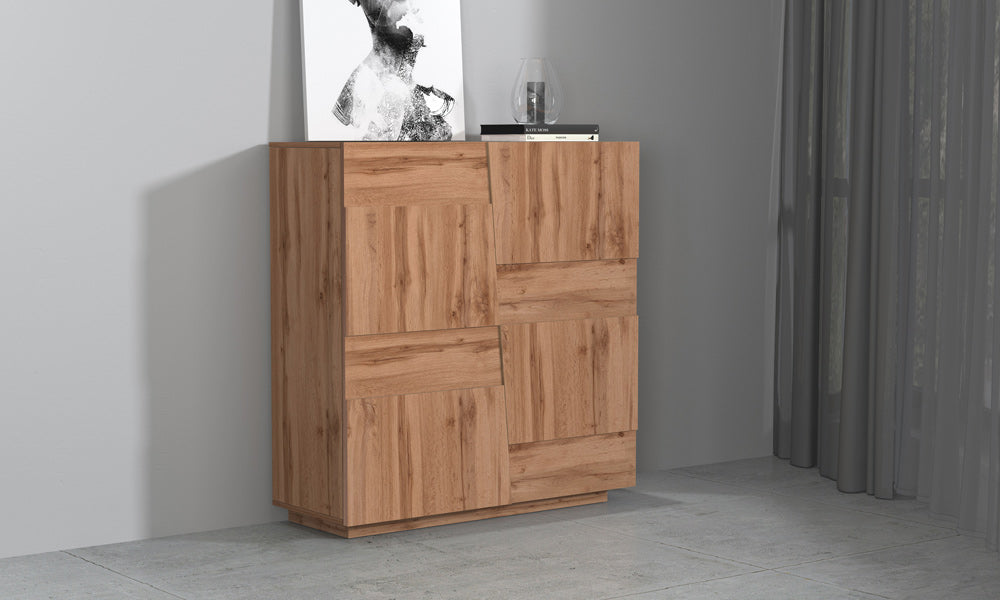 Madia Alta PONGO 4 Ante – Rovere Wotan, 120x44x126 cm, Made in Italy