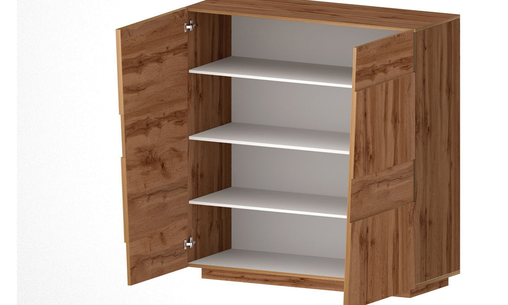 Madia Alta PONGO 4 Ante – Rovere Wotan, 120x44x126 cm, Made in Italy