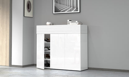 Scarpiera SAVONA 3 Ante e Ribalta - Bianco Lucido/Bianco Larice, Moderna e Capiente