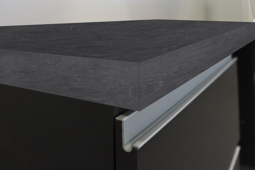 Cucina Lineare SOLE 256 cm - Antracite/Report e Legno Chiaro, Made in Italy