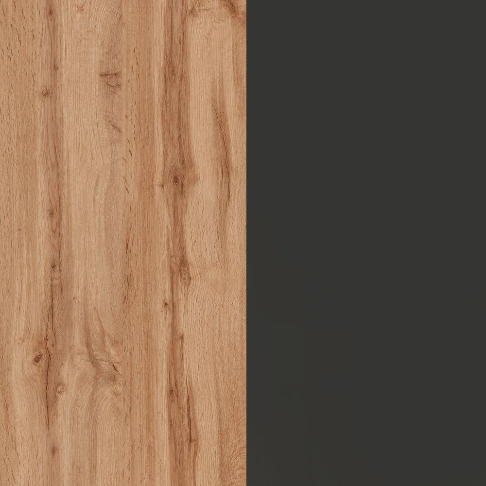 Cucina Lineare Moderna SOLE 256 cm – Antracite/Rovere, Soft Close, Made in Italy