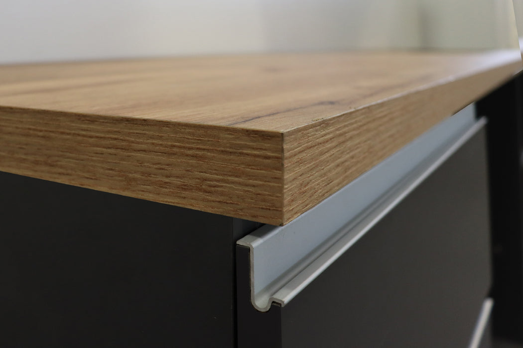 Cucina Lineare Moderna SOLE 256 cm – Antracite/Rovere, Soft Close, Made in Italy