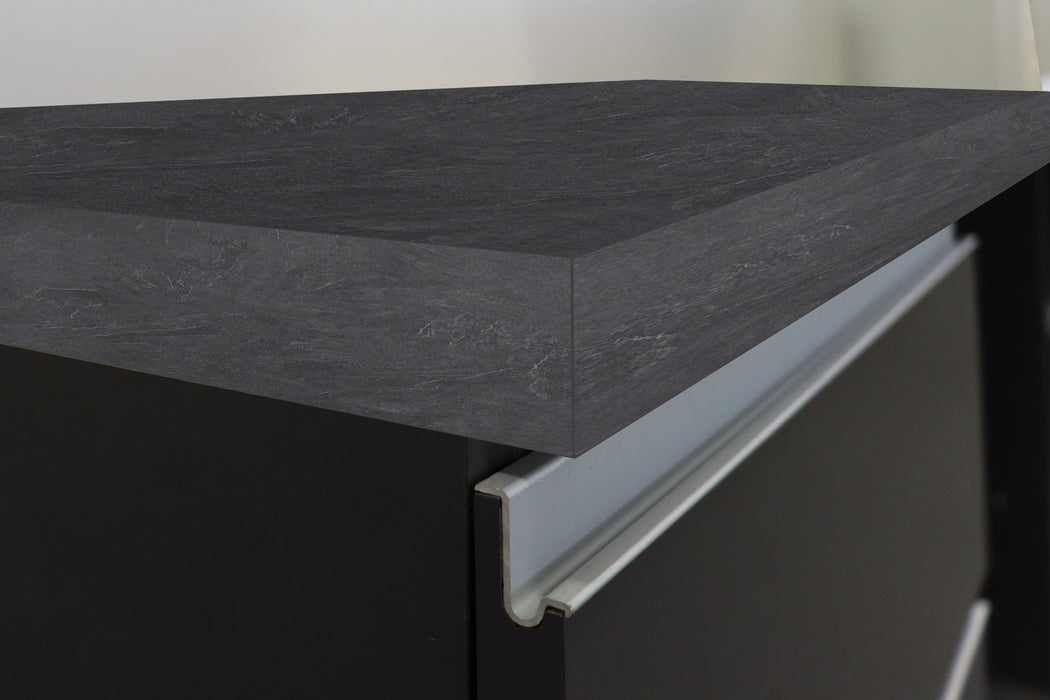 Cucina Lineare Moderna Antracite  SOLE 256 cm – Soft Close, Lavello Incluso, Made in Italy