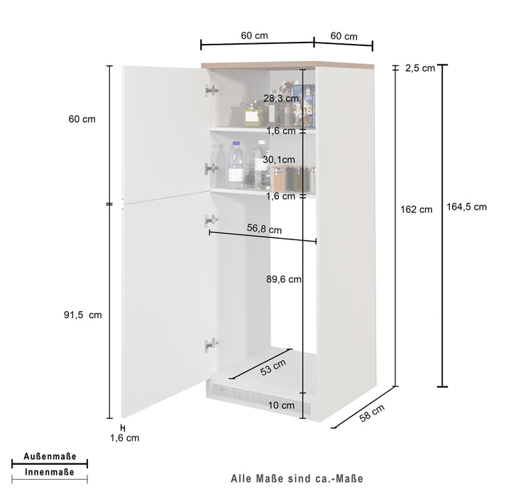Colonna Porta Frigo SOLE - Antracite e Rovere Wotan, Design Moderno