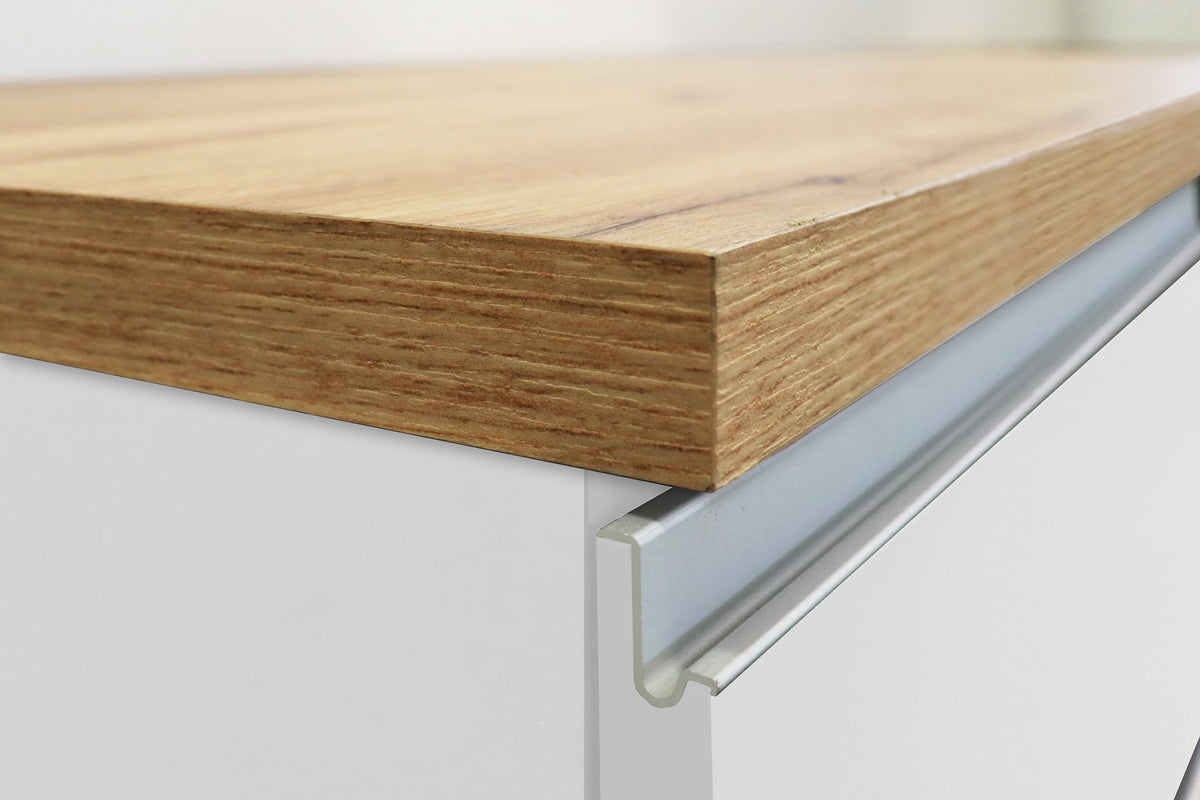 Isola Cucina SOLE 3 Ante – Bianco Lucido/Rovere, 155x90x90 cm, Made in Italy