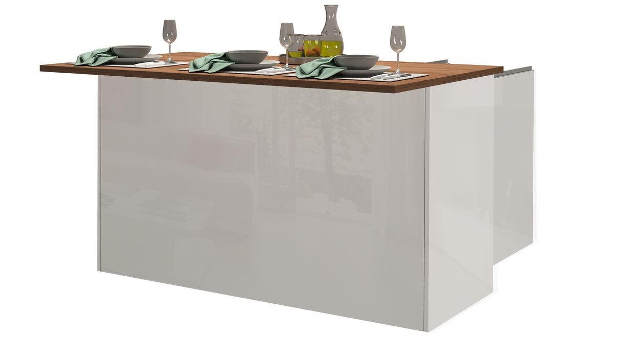 Isola Cucina SOLE 3 Ante – Bianco Lucido/Rovere, 155x90x90 cm, Made in Italy