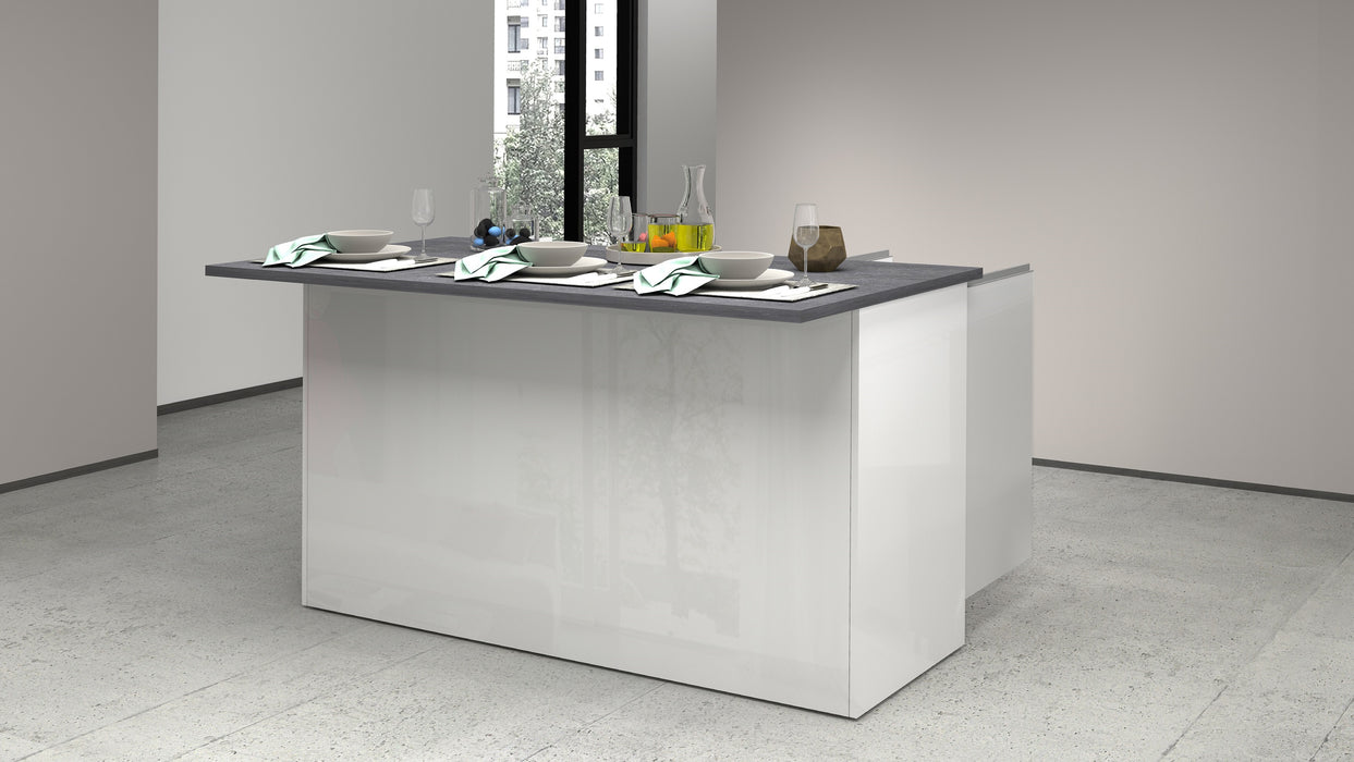 Isola Cucina SOLE 3 Ante – Bianco Lucido/Report, 155x90x90 cm, Made in Italy