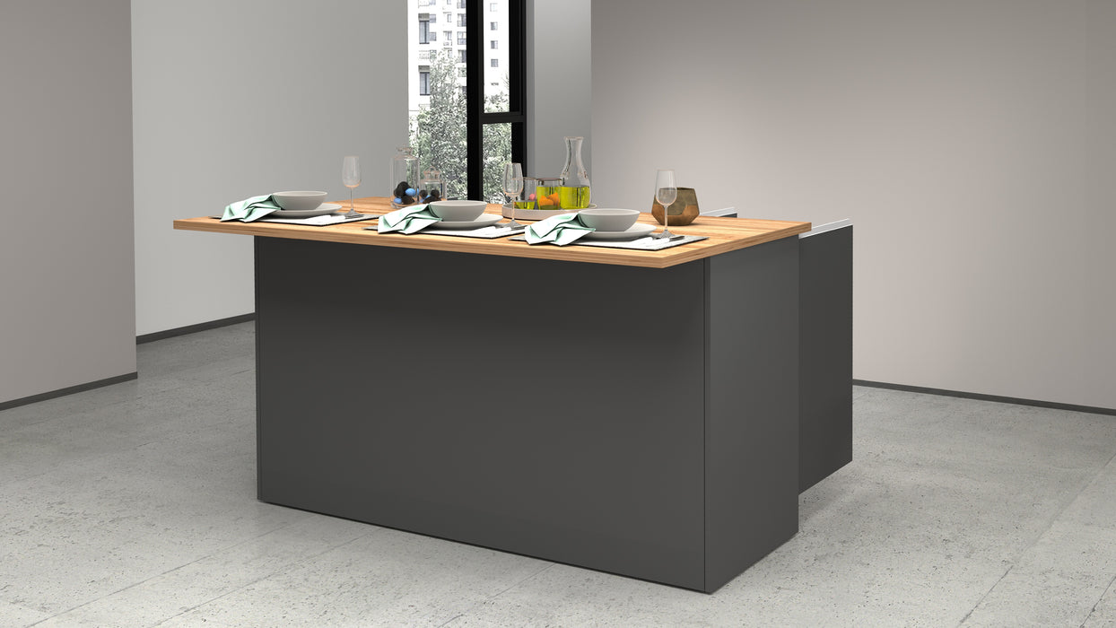 Isola Cucina SOLE 3 Ante – Antracite/Rovere Wotan, 155x90x90 cm, Made in Italy