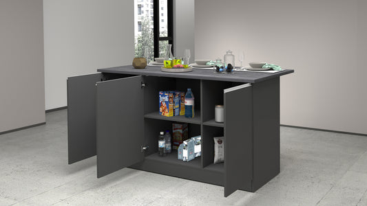 Isola Cucina SOLE 3 Ante – Antracite/Report, 155x90x90 cm, Made in Italy