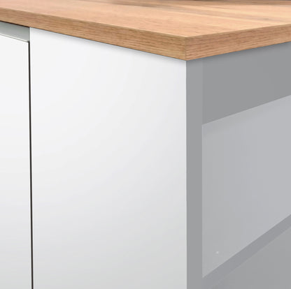 Isola Cucina SOLE 2 Ante – Bianco lucido/Rovere 160x90x90 cm, Made in Italy