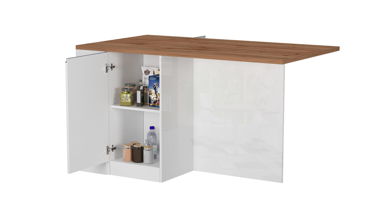 Isola Cucina SOLE 2 Ante – Bianco lucido/Rovere 160x90x90 cm, Made in Italy