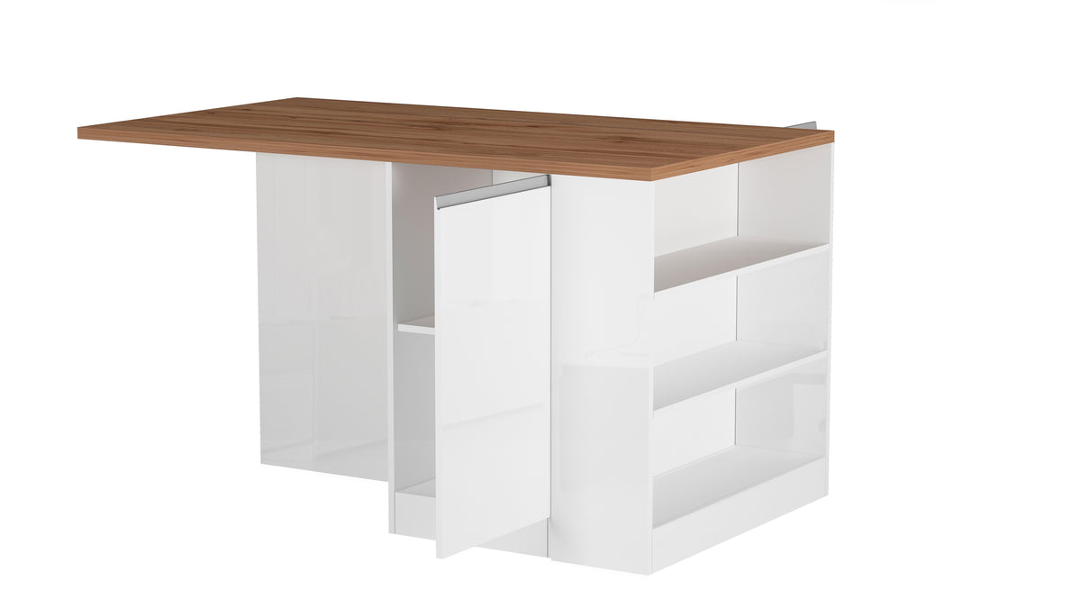 Isola Cucina SOLE 2 Ante – Bianco lucido/Rovere 160x90x90 cm, Made in Italy