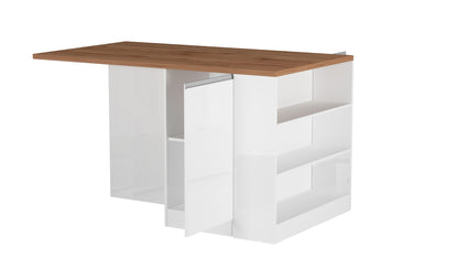 Isola Cucina SOLE 2 Ante – Bianco lucido/Rovere 160x90x90 cm, Made in Italy