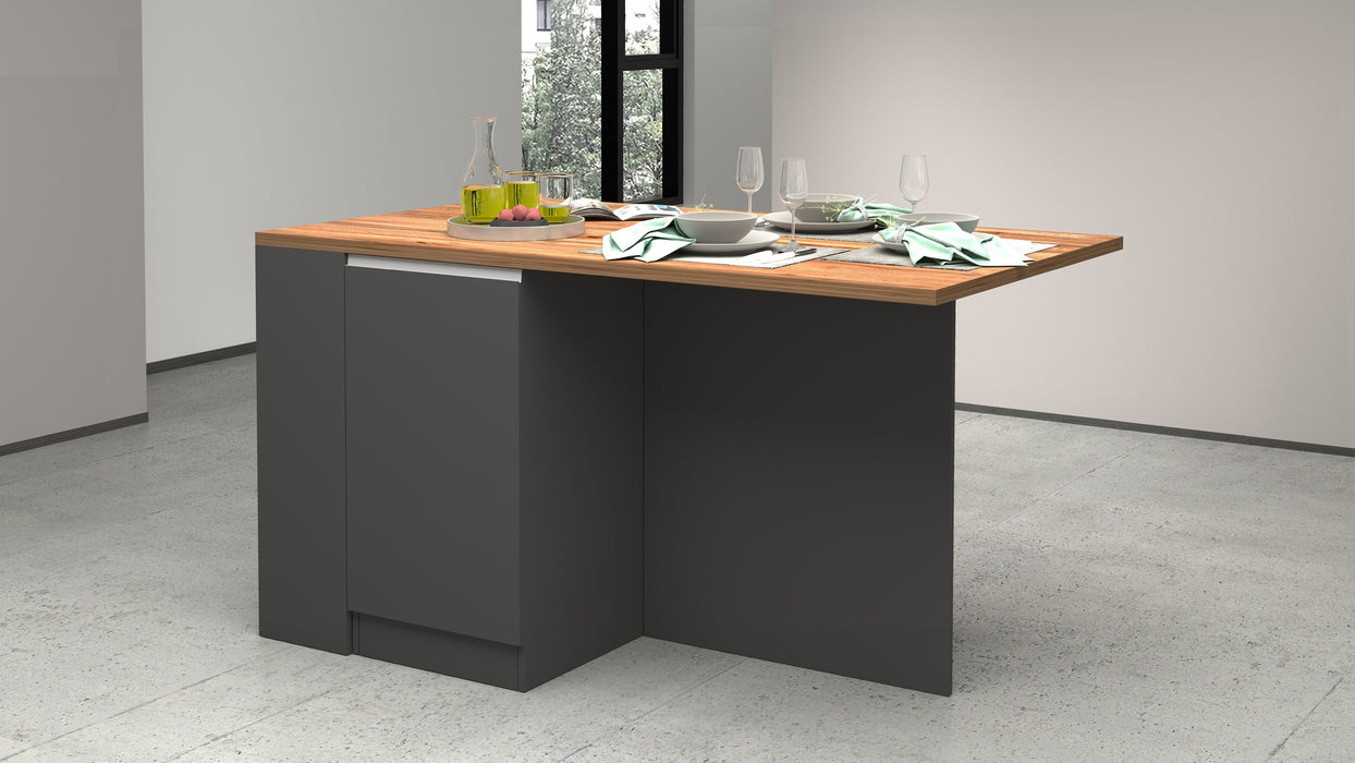 Isola Cucina SOLE 2 Ante – Antracite/Rovere Wotan, 160x90x90 cm, Made in Italy