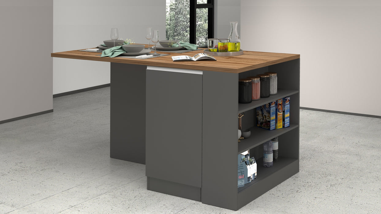 Isola Cucina SOLE 2 Ante – Antracite/Rovere Wotan, 160x90x90 cm, Made in Italy
