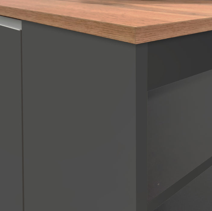 Isola Cucina SOLE 2 Ante – Antracite/Rovere Wotan, 160x90x90 cm, Made in Italy