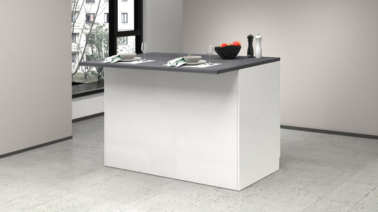 Isola Cucina SOLE 2 Ante – Bianco/Report, 125x90x90 cm, Made in Italy
