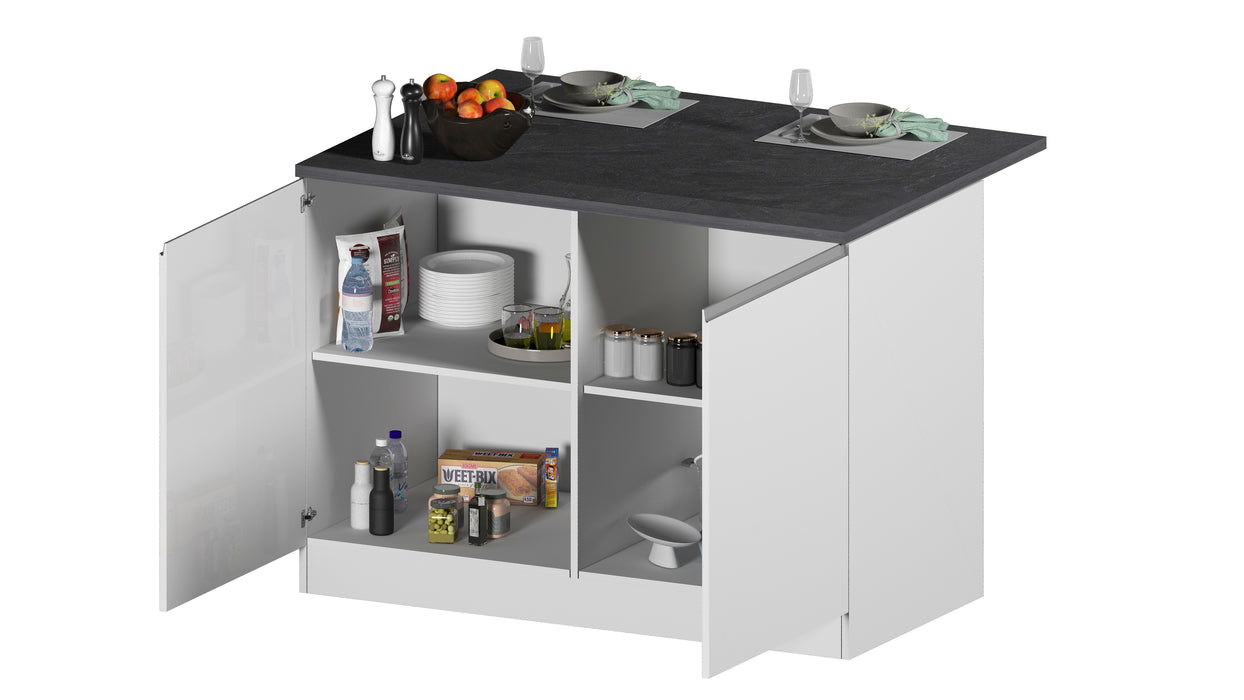 Isola Cucina SOLE 2 Ante – Bianco/Report, 125x90x90 cm, Made in Italy