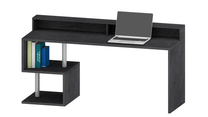 Scrivania con Sopralzo Esse 180 in grigio scuro con design elegante, piano ampio e ripiani laterali per accessori.