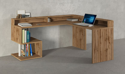 Scrivania a "S" angolare con piano rialzato Dimensioni: 160/180X60X92,5