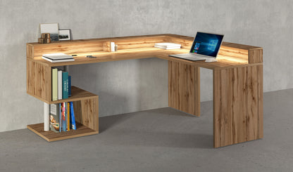 Scrivania a "S" angolare con piano rialzato Dimensioni: 160/180X60X92,5