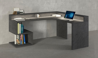 Scrivania a "S" angolare con piano rialzato Dimensioni: 160/180X60X92,5