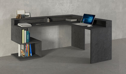 Scrivania a "S" angolare con piano rialzato Dimensioni: 160/180X60X92,5