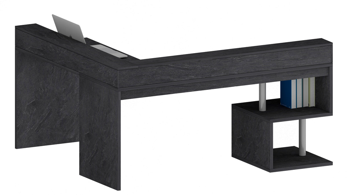 Scrivania a "S" angolare con piano rialzato Dimensioni: 160/180X60X92,5