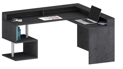 Scrivania a "S" angolare con piano rialzato Dimensioni: 160/180X60X92,5