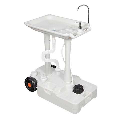 Muvip Carrello Lavabo Portatile - Capacità 30 Litri - Design di Montaggio Rapido - Include Appendiasciugamani - Colore Bianco