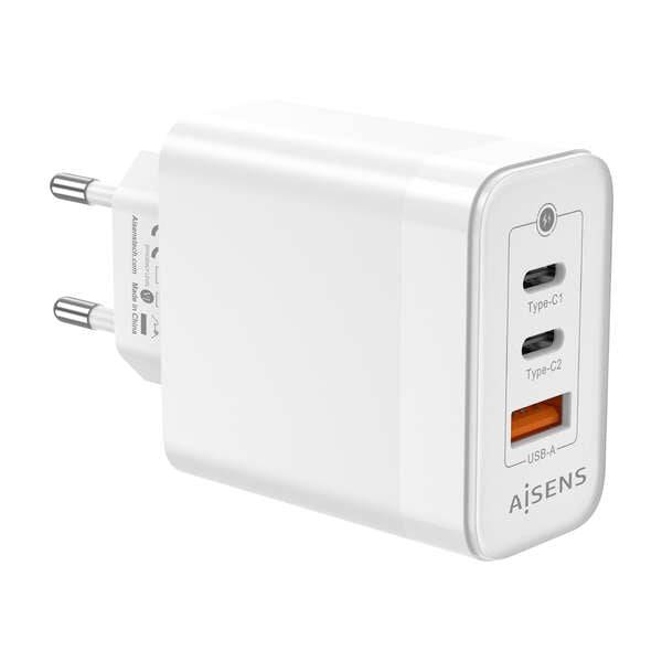 Aisens Caricatore GAN 65W - 2xUSB-C PD3.0 QC4.0 - 1xUSB-A QC3.0 - Colore Bianco