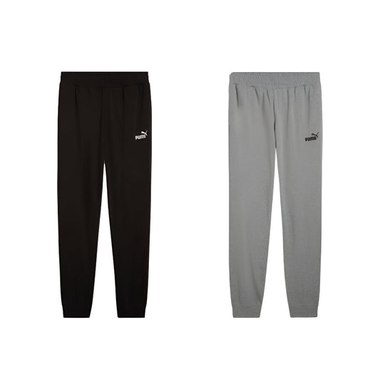 Pantaloni jogger Puma neri con logo bianco, vita elasticizzata e polsini a coste, tessuto jersey morbido e comodo per uomo.