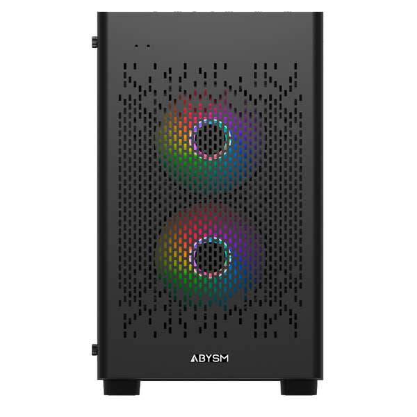 Abysm Danube Inva MX202 Case Torre ITX, Micro ATX - Fianco Cristallo Temperato - 3.5" e 2.5" - USB-A, USB-C e Audio - 3 Ventole ARGB Installate - Supporta Raffreddamento Liquido