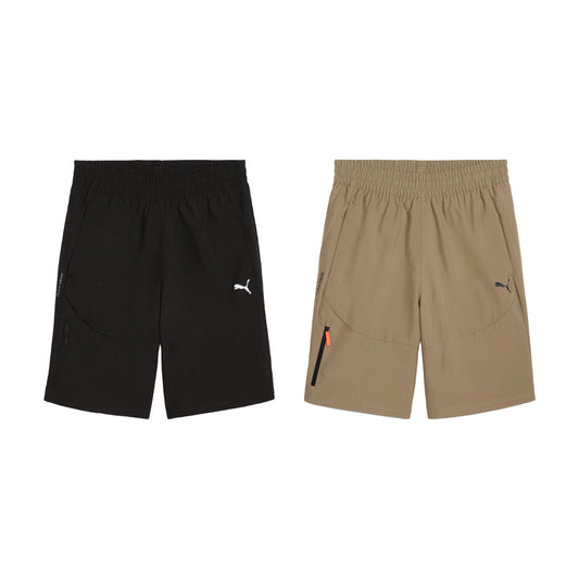Puma Bermuda Cargo in tessuto PUMATECH nero con tasca zip laterale, elastico in vita, ideale per attività sportive e casual, SKU: 4067983251733