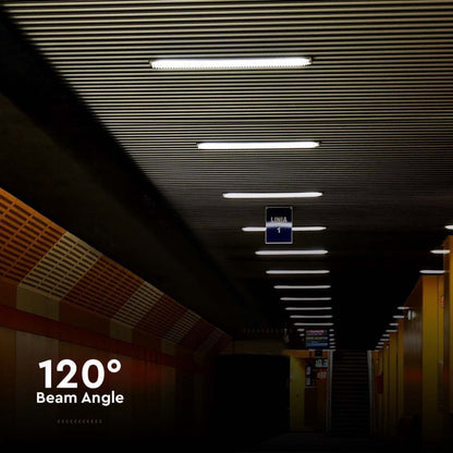 Plafoniere LED V-Tac 18W con angolo di illuminazione di 120°, perfette per corridoi e ambienti con soffitti bassi.