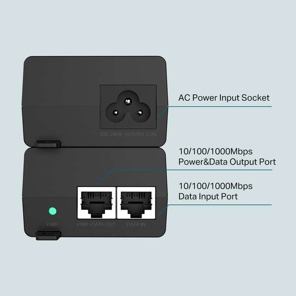 TP-Link Iniettore PoE - 2 Porte Gigabit - Fino a 30W - Plug & Play