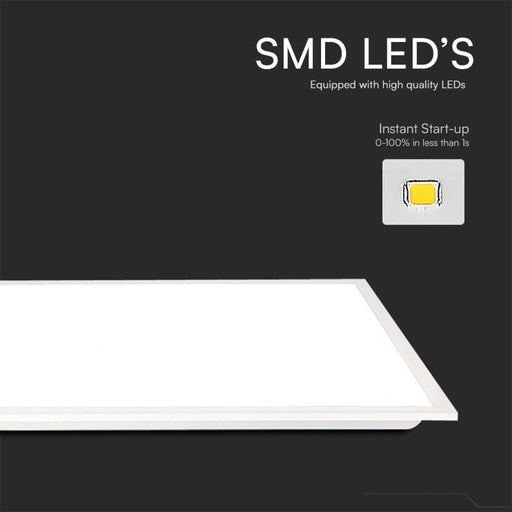 Dettaglio del pannello LED V-Tac 40W con LED SMD ad alta qualità, accensione istantanea e luce uniforme per uso professionale e domestico.