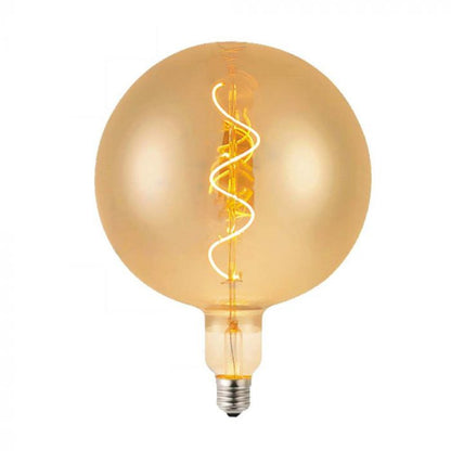 Lampadina LED E27 4W filamento a spirale G200 ambra, vetro color ambra, luce calda 2700K, design vintage, SKU: 23169