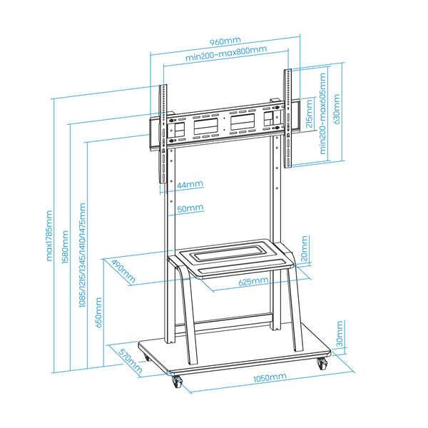 Tooq Soporte Suelo Ruedas "Coloso" 37-100" - Colore Nero