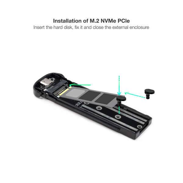 Tooq Custodia Esterna M.2 NVMe USB3.1 Gen2 Alluminio