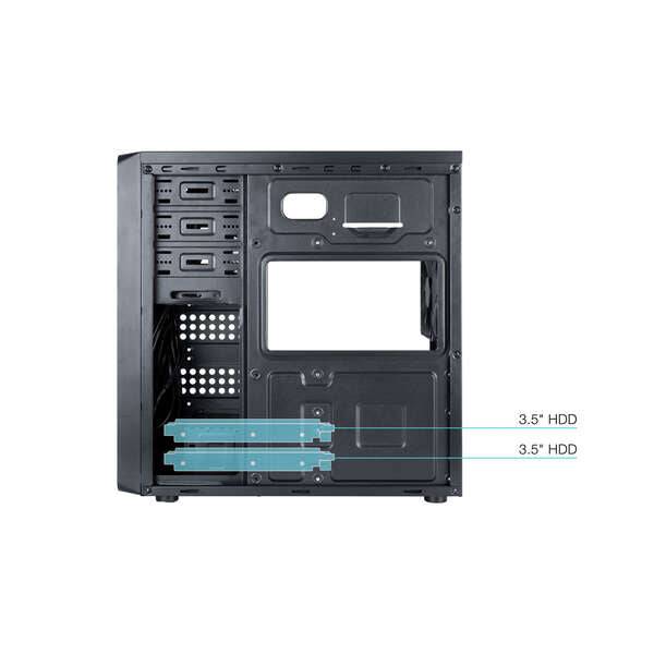 Tooq Chassis Semitower ATX/MicroATX/Mini-ITX - Supporto Dischi 3.5", 2.5" - USB3.0, 2.0, Audio HD - Ventola 120mm Inclusa - Colore Nero