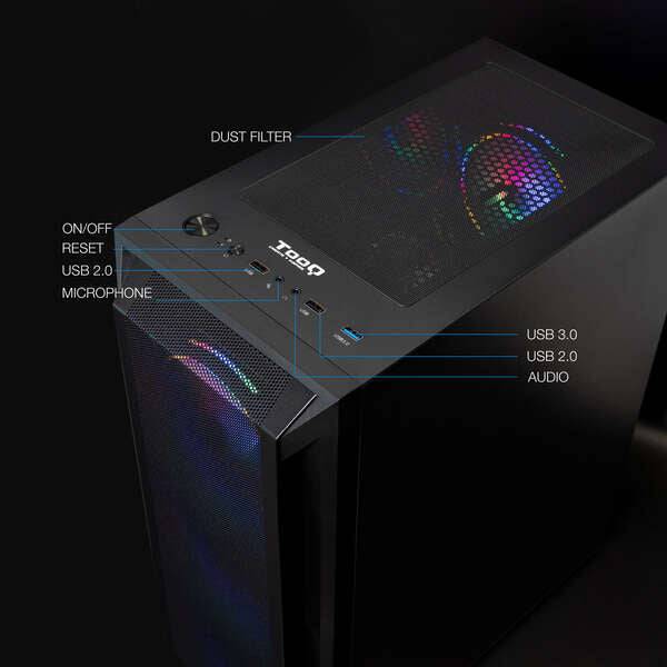 Tooq Case Semitorre Gaming TQGCC101-B "Ragnärok" - Colore Nero