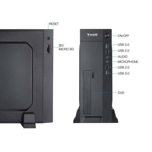 Tooq Scatola Slim MATX TQC-3008U3CD 500W Lettore Schede - Colore Nero
