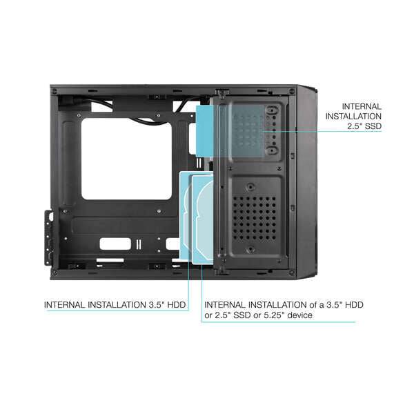 Tooq Scatola Slim MATX TQC-3008U3CD 500W Lettore Schede - Colore Nero