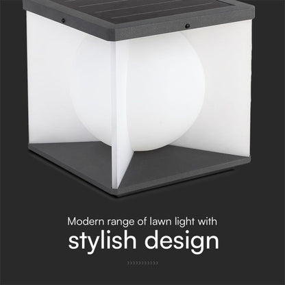 Lampada LED Solare da Giardino a Cubo 3W con design elegante, perfetta per vialetti e giardini, parte della gamma moderna V-TAC.