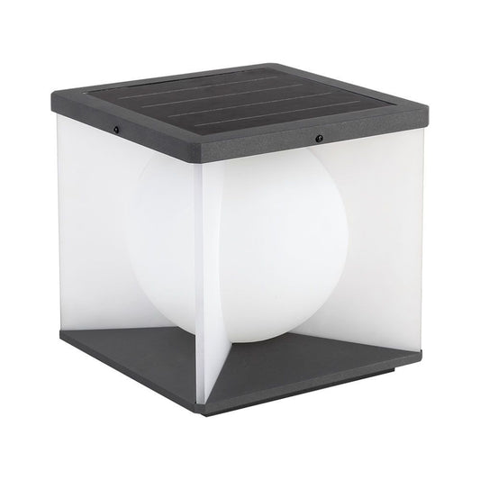 Lampada LED Solare da Giardino a Cubo 3W con design moderno e pannello solare integrato, ideale per illuminazione esterna IP65.