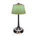 Lampada da tavolo LED 1.5W 3000K con base cromata lucida e paralume verde chiaro, modello VT-7968 per illuminazione decorativa.